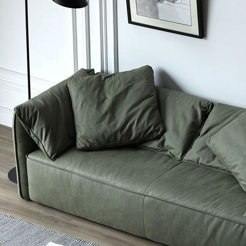 Living Room Faux Leather Settee Green Slipcovered Sofa with Pillow Top Arm Clearhalo 'furn' 'furn_sofas' 'Furniture' 'furniture_sofas' 'Living Room Furniture' 'Sofa' 'sofas' 1200x1200_6ff0996b-8742-4de4-ba32-2fe6c11ca1e3