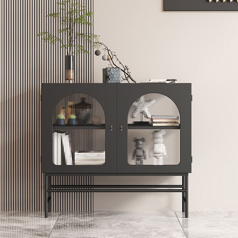 2 Doors Dining Server with Metal Frame Modern Home Sideboard with Cabinets
