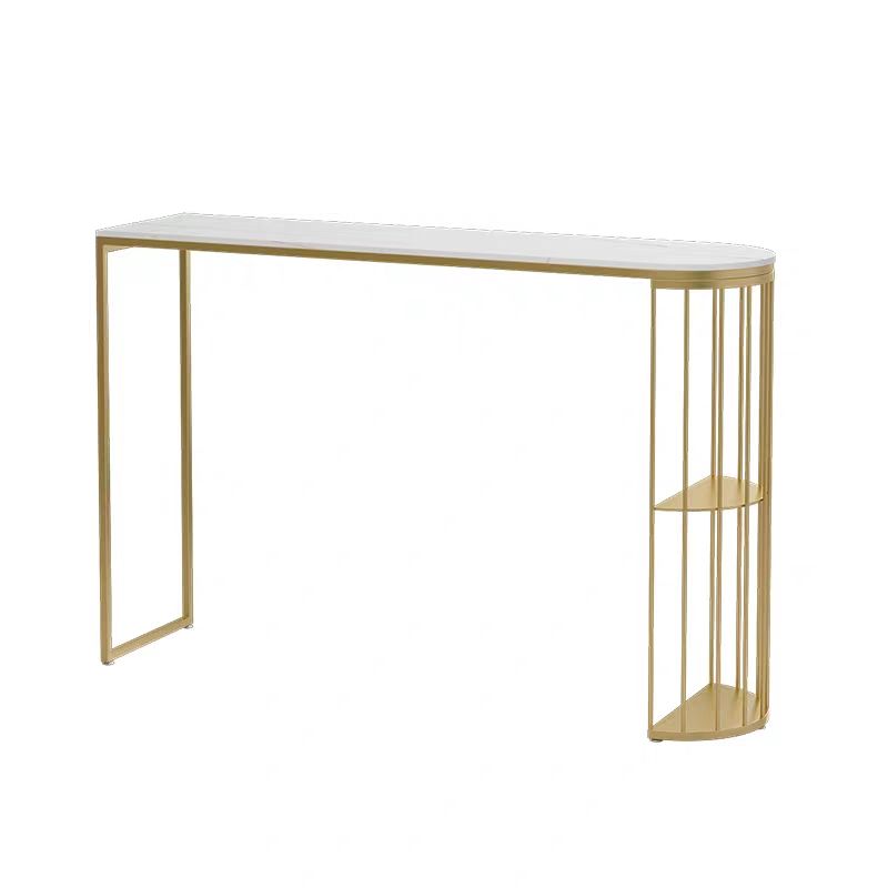 Marble Bar Table with Specialty Table Top Double Pedestal Table - 41.3" H Clearhalo 'Bar Furniture' 'Bar Tables' 'bar_tables' 'furn' 'furn_bar_tables' 'Furniture' 'furniture_bar_tables' 'Kitchen & Dining Furniture' 1200x1200_6ff48aad-e3b9-4c07-ae41-19f539f05c62