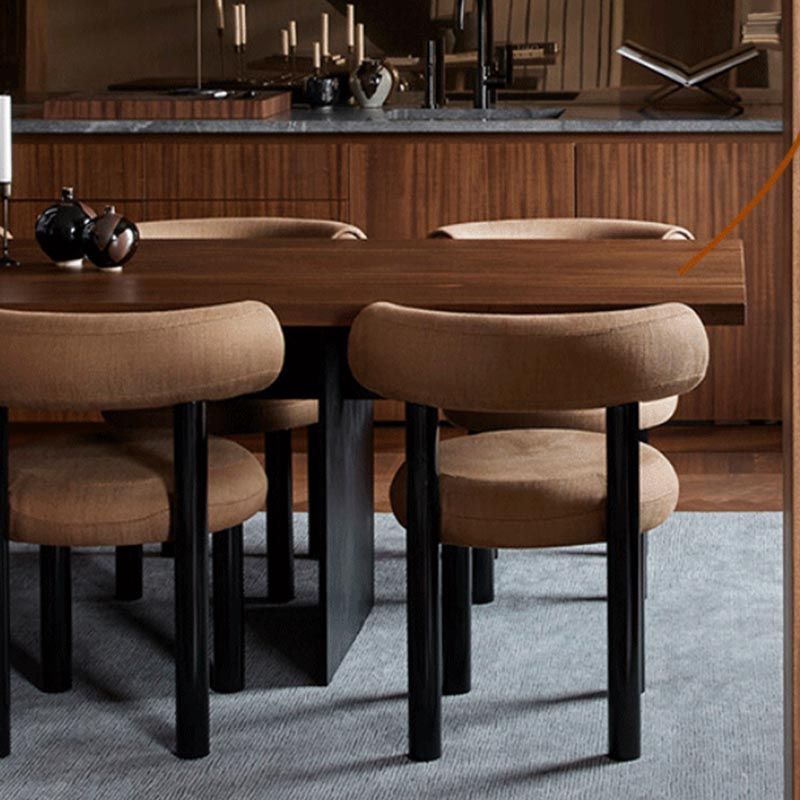 Contemporary Linen Dining Chair Open Back Dining Side Furniture in Matte Finish Clearhalo 'Dining Chairs' 'Dining Tables & Seating' 'dining_chair' 'furn' 'furn_dining_chair' 'Furniture' 'Kitchen & Dining Furniture' 1200x1200_6ff5cee5-bf91-475e-ba9f-1498fca7cdcc