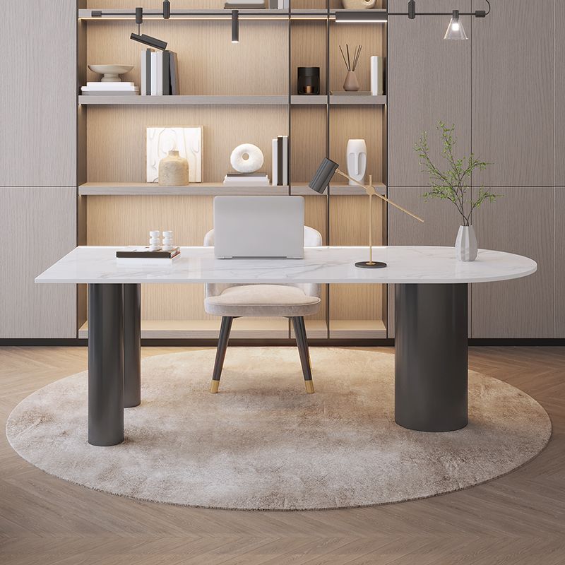 Convertisseur debout piédestal moderne Bureau d'écriture blanc avec des jambes en métal