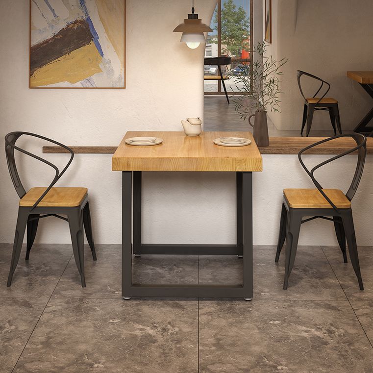 Square Solid Wood Kitchen Table Industrial Dining Table with Metal Double Pedestal Base Clearhalo ' dining_table' 'Dining Tables & Seating' 'Dining Tables' 'furn' 'furn_dining_table' 'Furniture' 'furniture_dining_table' 'Kitchen & Dining Furniture' 'kitchen&dining_furn' 'kitchen' 'kitchen_dining_table' 1200x1200_6ffa1e8e-6c61-4cd0-b502-a27d2aefb667
