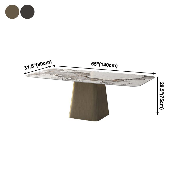 Metal Traditional Luxury Rectangle Table Sintered Stone Table,55"L x 31"W x 29"H Clearhalo ' dining_table' 'Dining Tables & Seating' 'Dining Tables' 'furn' 'furn_dining_table' 'Furniture' 'furniture_dining_table' 'Kitchen & Dining Furniture' 'kitchen&dining_furn' 'kitchen' 'kitchen_dining_table' 1200x1200_6ffc02f6-9668-4f1e-affc-69858ad7c21f
