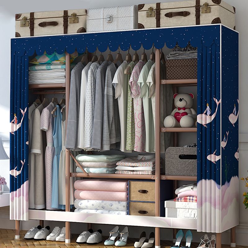 Bruin metalen frame garderobe armoire moderne vouwgarderobe kast