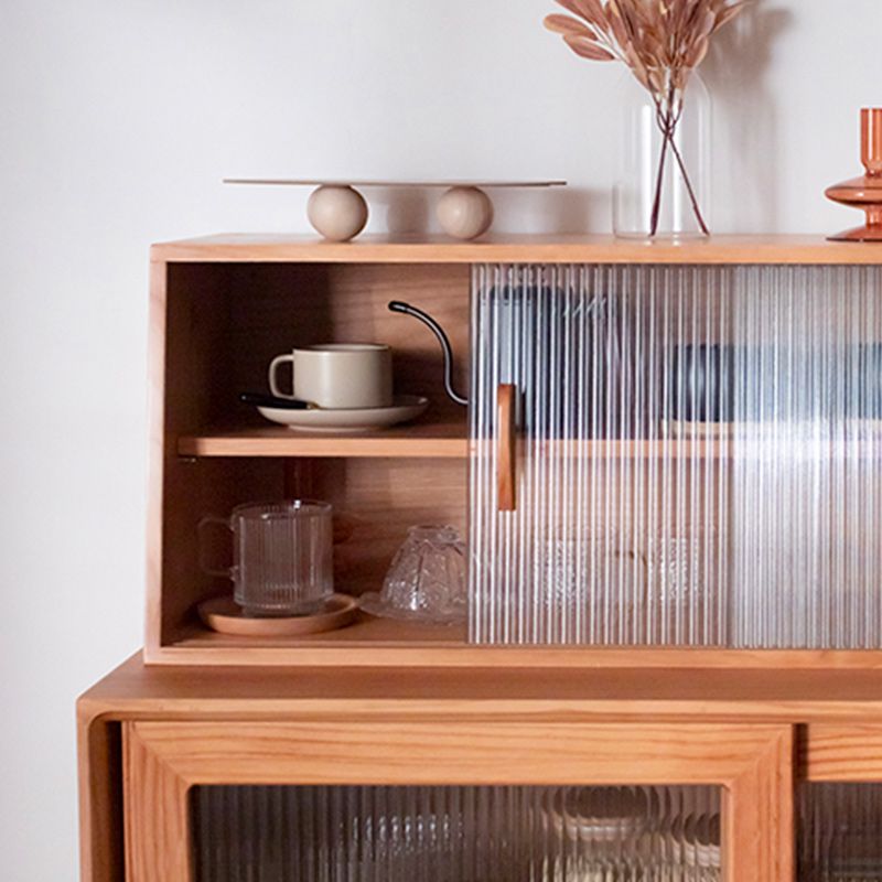 Servidor de comedor de madera de pino aparador de cocina moderno con puerta de vidrio