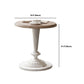Rustic Wooden Round Top Side Table Metal Pedestal End Table - Distressed Surface Treatment