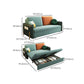 Square Arms Futon Foldable Pillow Included Green Sleeper Sofa with Storage