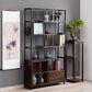 Espresso Shelf Bookcase with Doors Open Back Bookshelf for Office