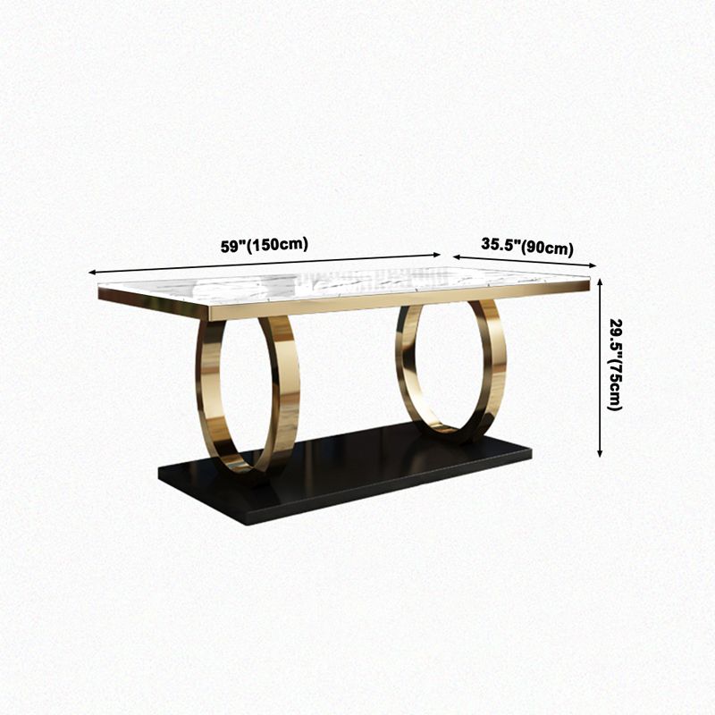 Luxury Style Marble Dining Table Trestle Base Rectangle Table for Home Clearhalo ' dining_table' 'Dining Tables & Seating' 'Dining Tables' 'furn' 'furn_dining_table' 'Furniture' 'furniture_dining_table' 'Kitchen & Dining Furniture' 'kitchen&dining_furn' 'kitchen' 'kitchen_dining_table' 1200x1200_70038a64-b26f-4a79-a2ff-10ef356b2760