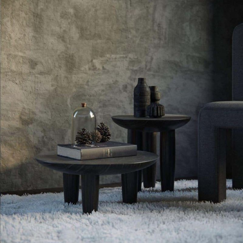 Black Finish Wood 3 Legs Cocktail Table 2-Piece Round Coffee Table Set Clearhalo 'Coffee & Accent Tables' 'Coffee Tables' 'coffee_tables' 'furn' 'furn_coffee_tables' 'Furniture' 'Living Room Furniture' 1200x1200_7003eb3f-3eb3-477d-8e8c-f5a99d2452a1