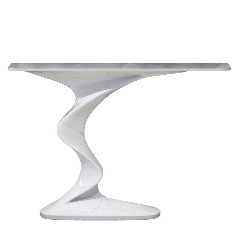 Rectangle Shape Contemporary Console Table Stone Console Sofa Table in White Clearhalo 'Console Tables' 'console_tables' 'Entry & Mudroom Furniture' 'furn' 'furn_console_tables' 'Furniture' 1200x1200_700465f3-0a2d-4d3a-97a5-f8a201cf8d37