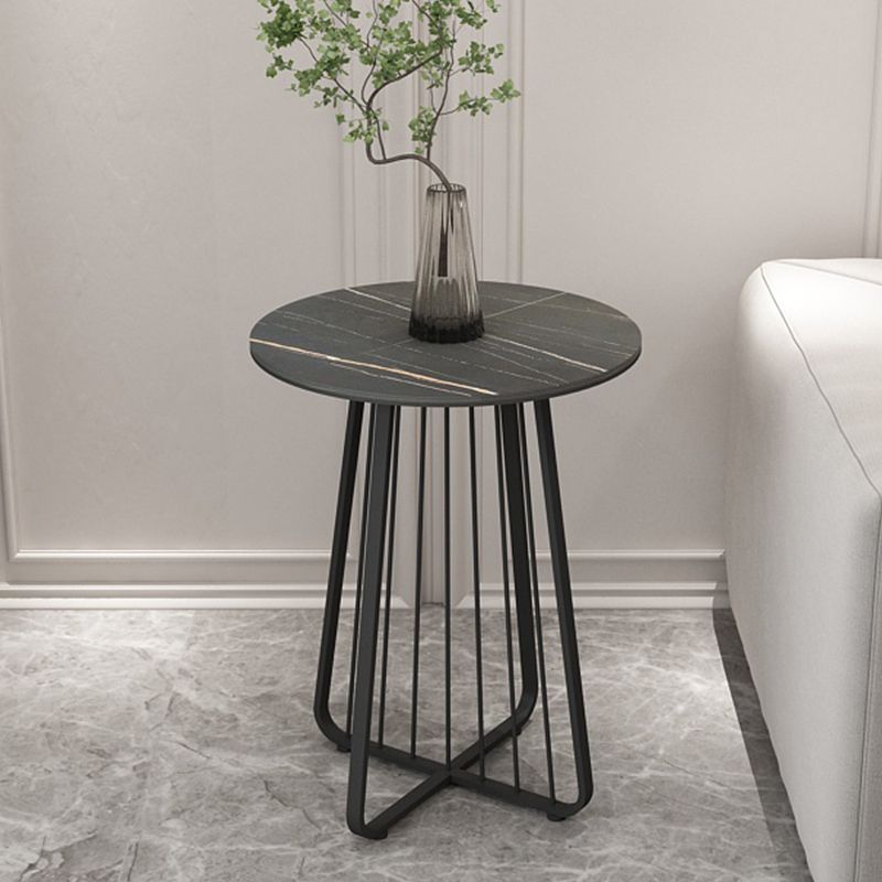 24" Tall Contemporary Round Sintered Stone Side End Table with Metal Frame Clearhalo 'Coffee & Accent Tables' 'End & Side Tables' 'end_side_table' 'end_side_tables' 'furn' 'furn_end_side_tables' 'Furniture' 'furniture_end_side_table' 'Living Room Furniture' 1200x1200_7005a6b1-c45b-4d28-a2a6-9b16915ee05b