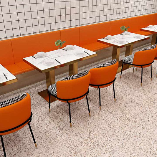 Glam Metal Dining Armless Chairs Upholstered Linen Fabric Dining Chair for Restaurant Clearhalo ' kitchen&dining_furn' 'Dining Chairs' 'Dining Tables & Seating' 'dining_chair' 'furn' 'furn_dining_chair' 'Furniture' 'furniture_dining_chair' 'Kitchen & Dining Furniture' 'kitchen' 1200x1200_70061291-3c00-450e-9898-e3c56d3890f7