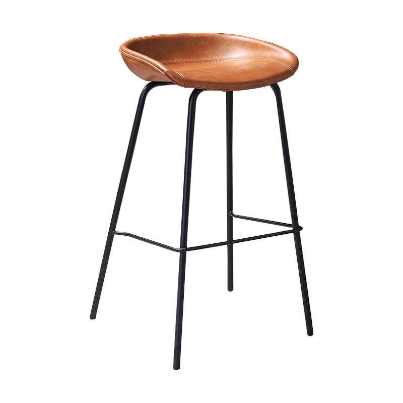 Leather Seat Barstool Industrial Metal Counter Stool with Low Back Clearhalo 'Bar Furniture' 'Bar Stools' 'bar_stools' 'furn' 'furn_bar_stools' 'furniture_bar_stools' 'Kitchen & Dining Furniture' 'kitchen&dining_furn' 'kitchen' 'kitchen_furn' Furniture' 1200x1200_700834d2-967a-4847-aad2-ae1fc0080b4d