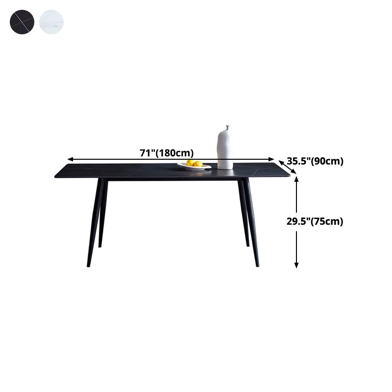Rectangle 4 Legs Industrial Style Dining Table Sintered Stone Fixed Table for Kitchen Clearhalo ' dining_table' 'Dining Tables & Seating' 'Dining Tables' 'furn' 'furn_dining_table' 'Furniture' 'furniture_dining_table' 'Kitchen & Dining Furniture' 'kitchen&dining_furn' 'kitchen' 'kitchen_dining_table' 1200x1200_700871a7-938a-4174-b4f6-86eac6672a96
