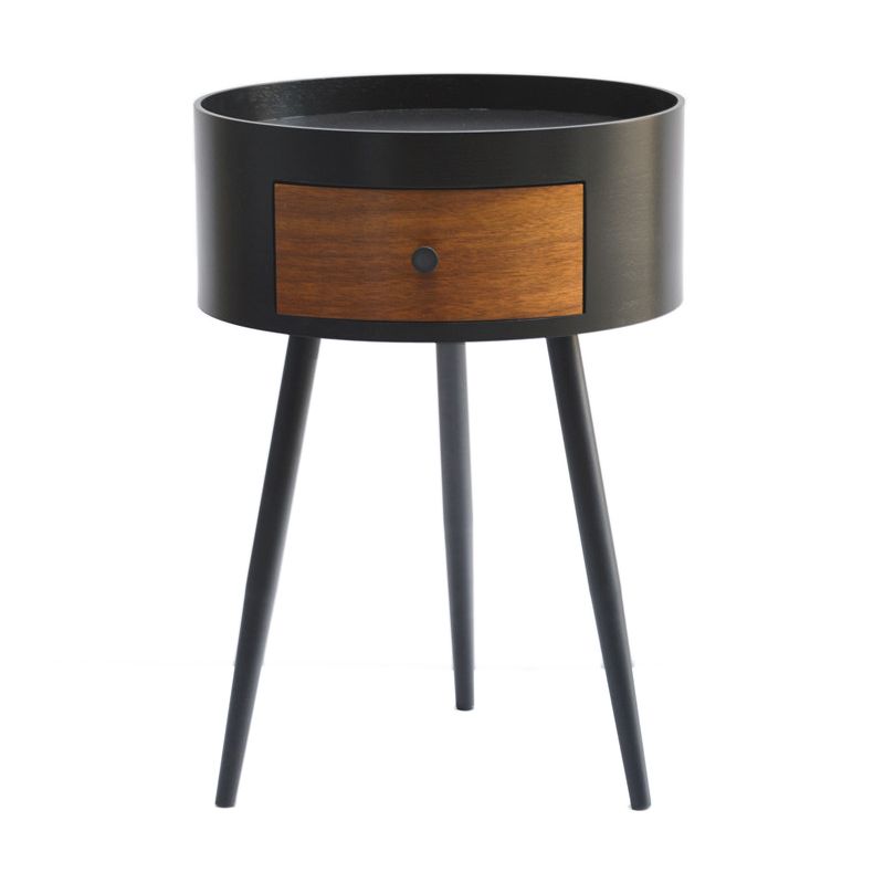 Modern 21.1" Tall 1-drawer Wooden Nightstand Metal Legs Night Stand