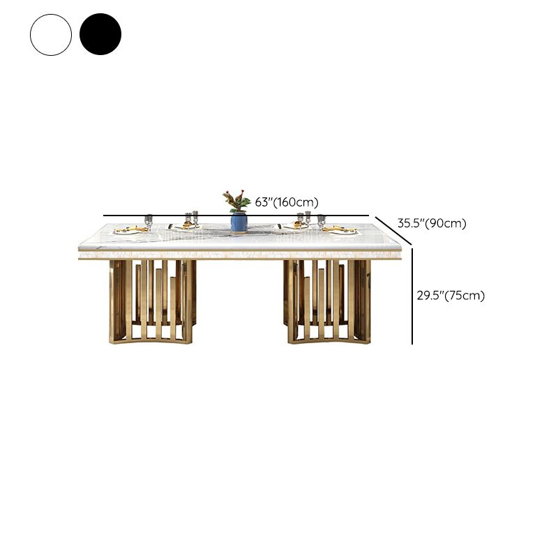 Glam Faux Marble Dining Table Dining Rectangle Table with Metal Legs for Home Clearhalo 'Dining Tables & Seating' 'Dining Tables' 'dining_table' 'furn' 'furn_dining_table' 'Furniture' 'Kitchen & Dining Furniture' 1200x1200_700eb986-1bd4-4427-b952-2486dfd31190