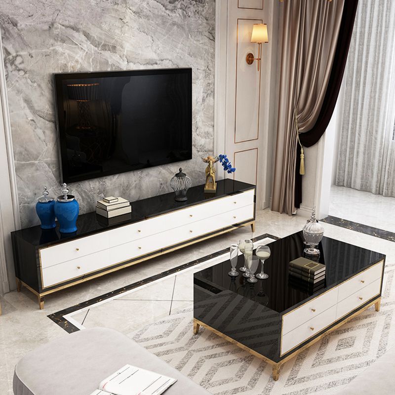 Console multimédia TV avec rangement fermé Console multimédia Glam avec tiroirs