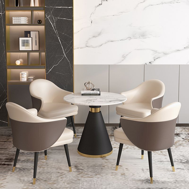 Minimalist Round Sintered Stone Dining Table White Kitchen Dining Table with Pedestal Base Clearhalo ' dining_table' 'Dining Tables & Seating' 'Dining Tables' 'furn' 'furn_dining_table' 'Furniture' 'furniture_dining_table' 'Kitchen & Dining Furniture' 'kitchen&dining_furn' 'kitchen' 'kitchen_dining_table' 1200x1200_700f503a-7e35-42d1-9341-ba258a57b3b5
