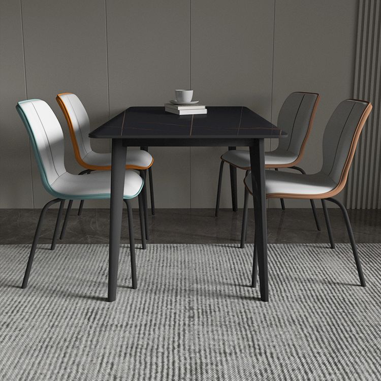 Industrielle Indoor -Kunstlederpolsterer Parsons Armless Dining Stuhl