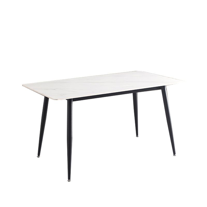 Glam Style Stone Dining Table 4 Black Legs Table Home Rectangle Dining Table Clearhalo 'Dining Tables & Seating' 'Dining Tables' 'dining_table' 'furn' 'furn_dining_table' 'Furniture' 'furniture_dining_table' 'Kitchen & Dining Furniture' 'kitchen' 'kitchen_dining_table' 1200x1200_70110b16-0d9d-4ac5-a165-c6714fbbf110