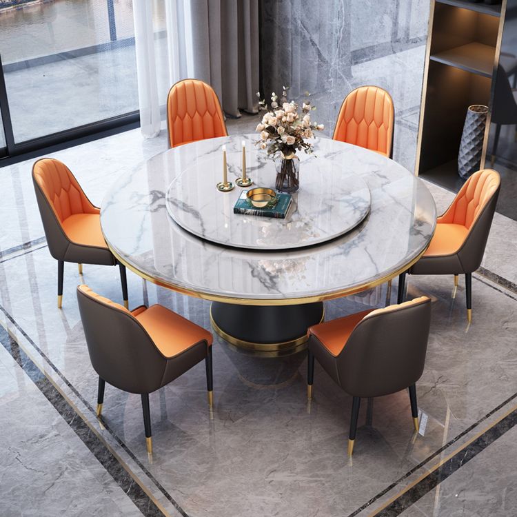 Marble Dining Table Luxury Style Single Pedestal Base Round Table for Home Clearhalo ' dining_table' 'Dining Tables & Seating' 'Dining Tables' 'furn' 'furn_dining_table' 'Furniture' 'furniture_dining_table' 'Kitchen & Dining Furniture' 'kitchen&dining_furn' 'kitchen' 'kitchen_dining_table' 1200x1200_70116f14-1bae-46f4-aab5-0fa7509e97cc