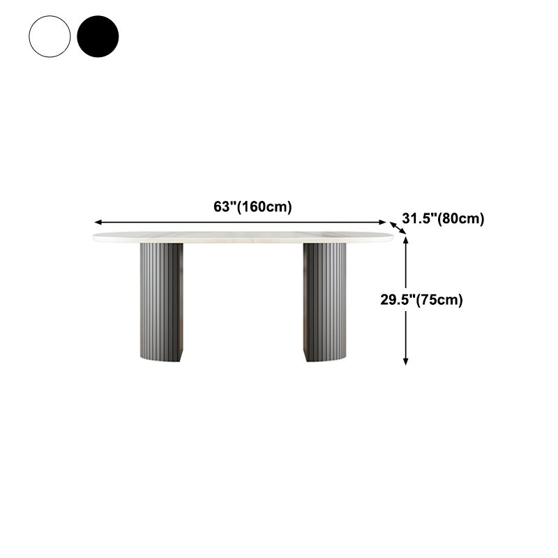 Double Pedestal Dining Table Contemporary Style Dining Room Table for Home Clearhalo ' dining_table' 'Dining Tables & Seating' 'Dining Tables' 'furn' 'furn_dining_table' 'Furniture' 'furniture_dining_table' 'Kitchen & Dining Furniture' 'kitchen&dining_furn' 'kitchen' 'kitchen_dining_table' 1200x1200_7011fc48-095e-4d68-bbbb-792882839631