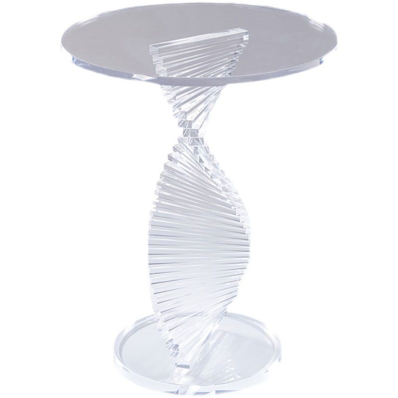 Glam Clear Round Acrylic Top Side Table 23.62" Tall Abstract Base End Table Clearhalo 'Coffee & Accent Tables' 'End & Side Tables' 'end_side_tables' 'furn' 'furn_end_side_tables' 'Furniture' 'Living Room Furniture' 1200x1200_70125265-23cf-4ecb-be8a-5f1c1492536c