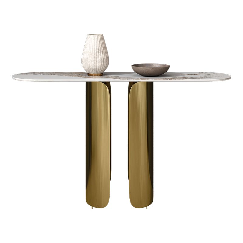 Mesa de acento de consola ovalada glamorosa con soporte de acero inoxidable para Hall
