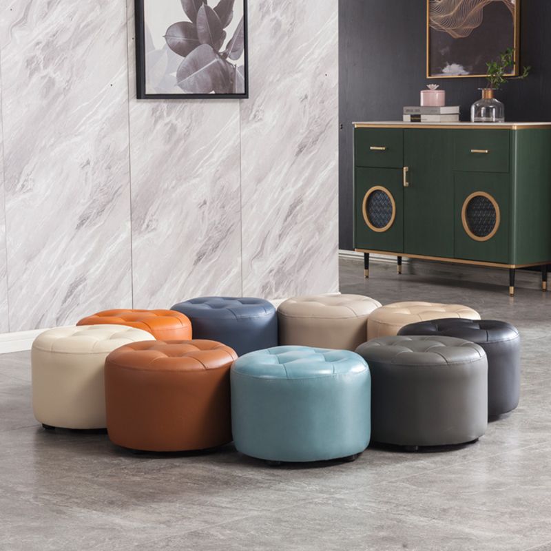 Modern Tufted Ottoman Water Resistant Genuine Leather Round Foot Stool Ottoman Clearhalo 'furn' 'furn_ottomans_poufs' 'Furniture' 'Living Room Furniture' 'Ottomans & Poufs' 'ottomans_poufs' 1200x1200_70147c8c-e30e-478e-913b-97c595abc837