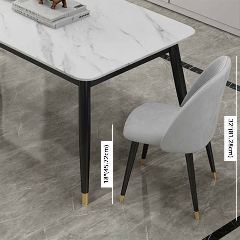 Contemporary Fixed Marble Dining Table Set with 4 Black Metallic Legs Kitchen Dining Set Clearhalo 'Dining Room Sets' 'Dining Tables & Seating' 'dining_room_set' 'furn' 'furn_dining_room_set' 'Furniture' 'furniture_dining_room_set' 'Kitchen & Dining Furniture' 'kitchen&dining_furn' 'kitchen' 1200x1200_701492d8-63ef-4ca7-a0d9-a8ef77eb855f