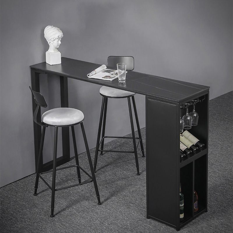 Industrial Style Bar Table Stone Top 42-inch Height Pub Table with Wine Glass Shelf Clearhalo 'Bar Furniture' 'Bar Tables' 'bar_tables' 'Furniture' 'furniture_bar_tables' 'Kitchen & Dining Furniture' 1200x1200_701684f2-88c9-4b80-af13-b5523dbf267e