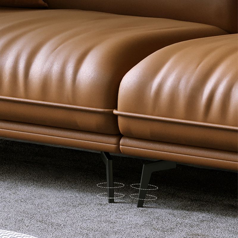 Modern Style with Pillow Back Leather/napa Upholstered Brown Sofa Clearhalo 'furn' 'furn_sofas' 'Furniture' 'furniture_sofas' 'kitchen' 'kitchen_sofas' 'Living Room Furniture' 'Sofa' 'sofas' 1200x1200_7016e41f-2c27-4ec7-ba5d-bb1da3d3c67a