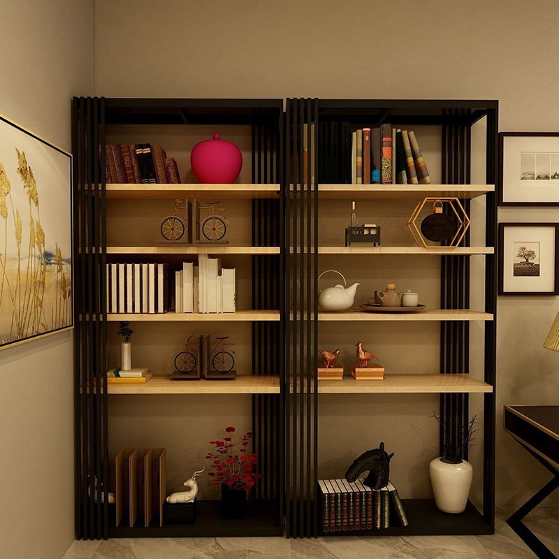 Contemporary Metal and Wooden Shelf Open Shelf Bookcase with Shelves Clearhalo 'Bookcases' 'furn' 'furn_bookcases' 'Furniture' 'Office Furniture' 1200x1200_70175114-5567-4834-834d-beac02ff3e8d