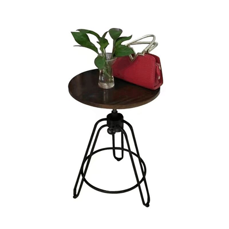 Mesa de altura lateral de estilo rústico tri pin de acento de acento de sofá redondo