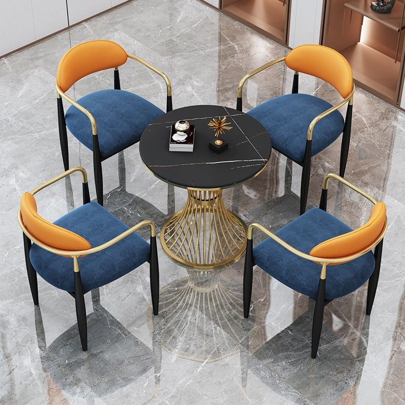 Glam Faux Marble Dining Table Metal Dining Table for Home Use Clearhalo 'Dining Tables & Seating' 'Dining Tables' 'dining_table' 'furn' 'furn_dining_table' 'Furniture' 'Kitchen & Dining Furniture' 1200x1200_7018d62e-ba30-4d59-975e-273787236ed7
