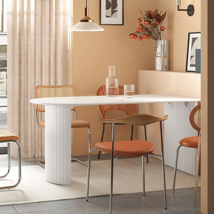 Free Form Sintered Stone Table White Tone Simplicity Double Pedestal Table for Dining Room Clearhalo ' dining_table' 'Dining Tables & Seating' 'Dining Tables' 'furn' 'furn_dining_table' 'Furniture' 'furniture_dining_table' 'Kitchen & Dining Furniture' 'kitchen&dining_furn' 'kitchen' 'kitchen_dining_table' 1200x1200_7018d77b-7364-4520-a813-f6ba28e57b26