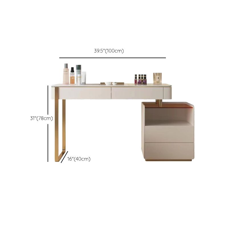 Glam weißes Make-up Eitelkeit mit 4 Lagerschubladen Holz Waschtisch, 15,74 "breit