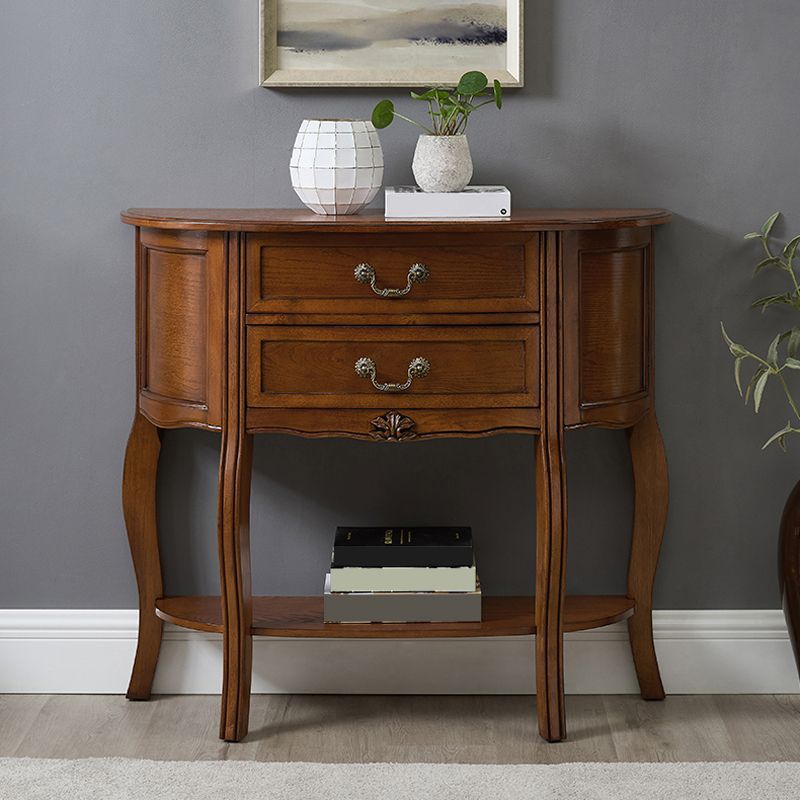 34.65" Tall 2-drawer Console Table Solid Wood Accent Table for Hall