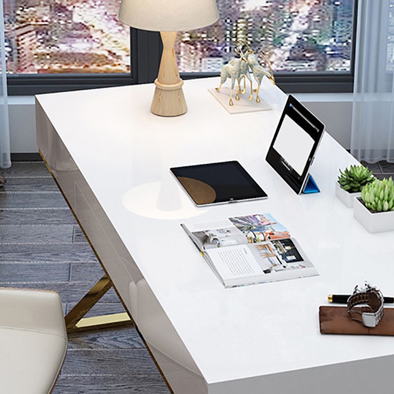 Kunstmatige houten bureau rechthoekig met metalen benen Office Desk Glam