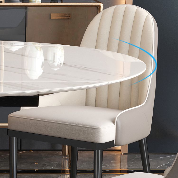 Nordic Round Sintered Stone Dining Table of 5/7 with Metal Base Foldable Dining Set for Restaurant Clearhalo 'Dining Room Sets' 'Dining Tables & Seating' 'dining_room_set' 'furn' 'furn_dining_room_set' 'Furniture' 'furniture_dining_room_set' 'Kitchen & Dining Furniture' 'kitchen&dining_furn' 'kitchen' 1200x1200_701cf336-c45c-4080-86a0-ffbb9957746a