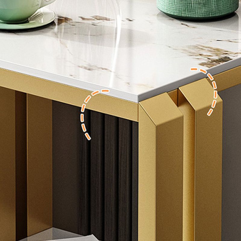 Frame Glam Style Side Table 21.6" Tall Stone Top Side Table with Storage Clearhalo 'Coffee & Accent Tables' 'End & Side Tables' 'end_side_tables' 'furn' 'furn_end_side_tables' 'Furniture' 'Living Room Furniture' 1200x1200_701d557e-c297-4427-a397-d17e7d50dcef