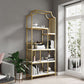 Gold Iron Frame Geometric Bookshelf Vertical Open Bookcase with Manufactured Wood Shelf Clearhalo 'Bookcases' 'furn' 'furn_bookcases' 'Furniture' 'furniture_bookcases' 'Office Furniture' 1200x1200_701d6691-a089-49d4-9b04-b75697dad2b8