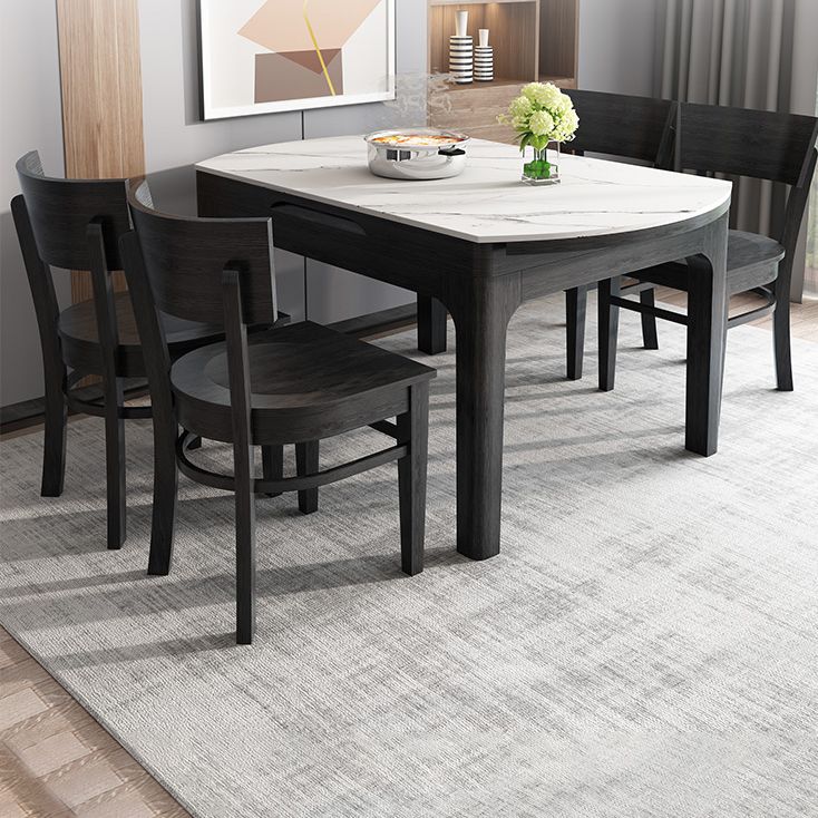 Round Contemporary Dining Table Sintered Stone Table with 4 Black Ash Solid Wood Legs Clearhalo ' dining_table' 'Dining Tables & Seating' 'Dining Tables' 'furn' 'furn_dining_table' 'Furniture' 'furniture_dining_table' 'Kitchen & Dining Furniture' 'kitchen&dining_furn' 'kitchen' 'kitchen_dining_table' 1200x1200_701d7f98-4a2a-451a-b2b4-f3b555eb5a9d