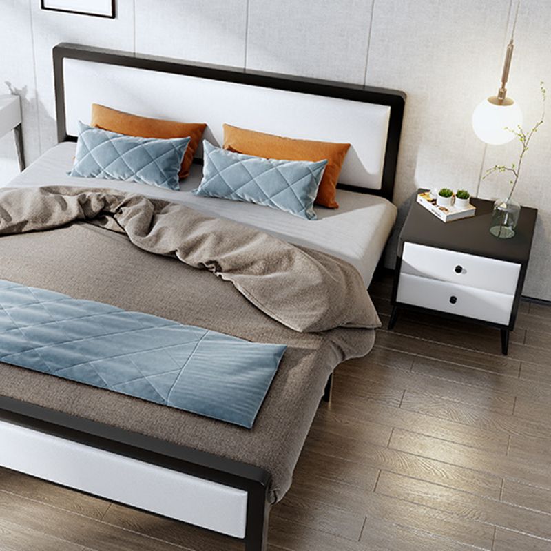 Las patas del gabinete de la cama de cuero falso incluyen 19.69 "mesa de noche de 2 cavadores de alto