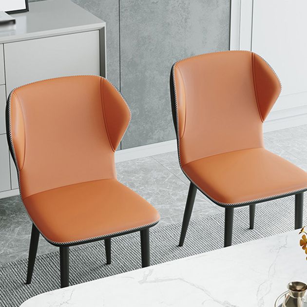 Contemporary Parsons Side Chair Matte Finish Leather Curved Chair for Brasserie Clearhalo ' kitchen&dining_furn' 'Dining Chairs' 'Dining Tables & Seating' 'dining_chair' 'furn' 'furn_dining_chair' 'Furniture' 'furniture_dining_chair' 'Kitchen & Dining Furniture' 'kitchen' 1200x1200_701f2caa-25a5-42ef-92a6-91d2f2fad21b