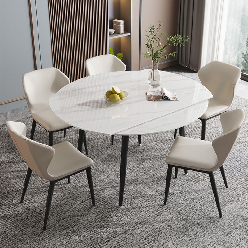 Modern Stone Dining Table with 4 Black Legs Table for Dining Room Clearhalo 'Dining Tables & Seating' 'Dining Tables' 'dining_table' 'furn' 'furn_dining_table' 'Furniture' 'Kitchen & Dining Furniture' 1200x1200_701f32a5-eb75-4833-aed9-2b38d8f7cbde