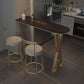 Glam Stone Pub Bar Table Indoor Gold Iron Bar Dining Table with Double Pedestal Clearhalo 'Bar Furniture' 'Bar Tables' 'bar_tables' 'furn' 'furn_bar_tables' 'Furniture' 'furniture_bar_tables' 'Kitchen & Dining Furniture' 'kitchen&dining_furn' 'kitchen' 1200x1200_70204a94-077a-4772-bf64-22ed8a1d569a