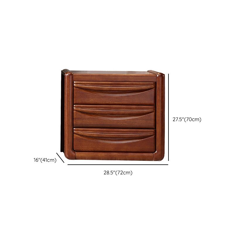 Cofre vertical de 16 "W cofre de almacenamiento marrón de madera maciza con 3/4/5 cajones