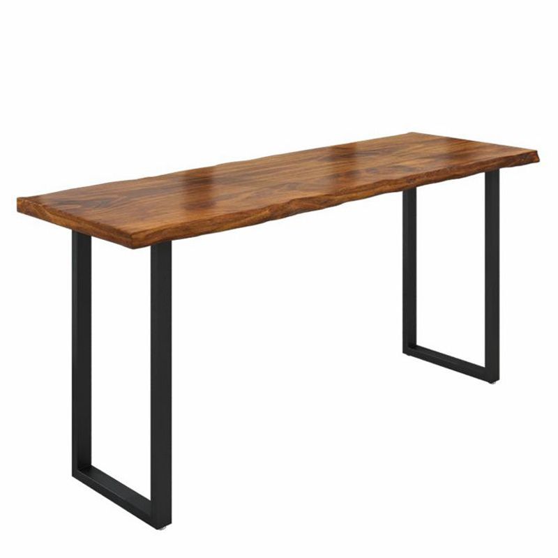 Moderne massief houten bistro-bartafel Rechthoekige metalen basisbartafel voor eetkamer